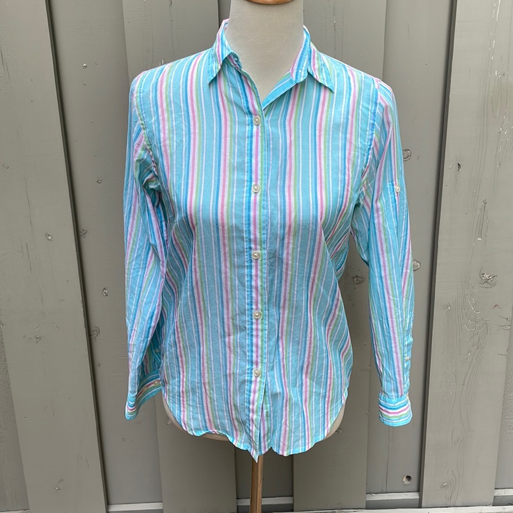 Ralph Lauren Pastel Stripe Cotton Button Down VINTAGE